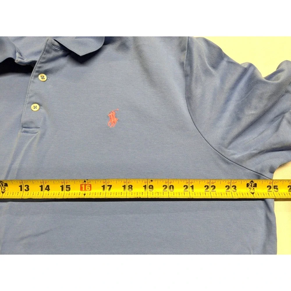 Polo Ralph Lauren Men XL Blue/Pink Pony Classic‎ Fit Short Sleeve Soft Knit Polo